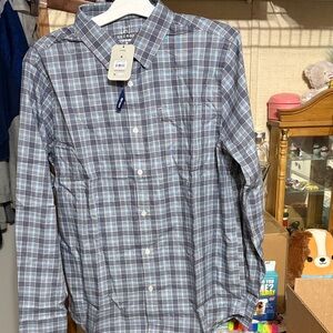 George Men's Casual Gray Plaid Shirt